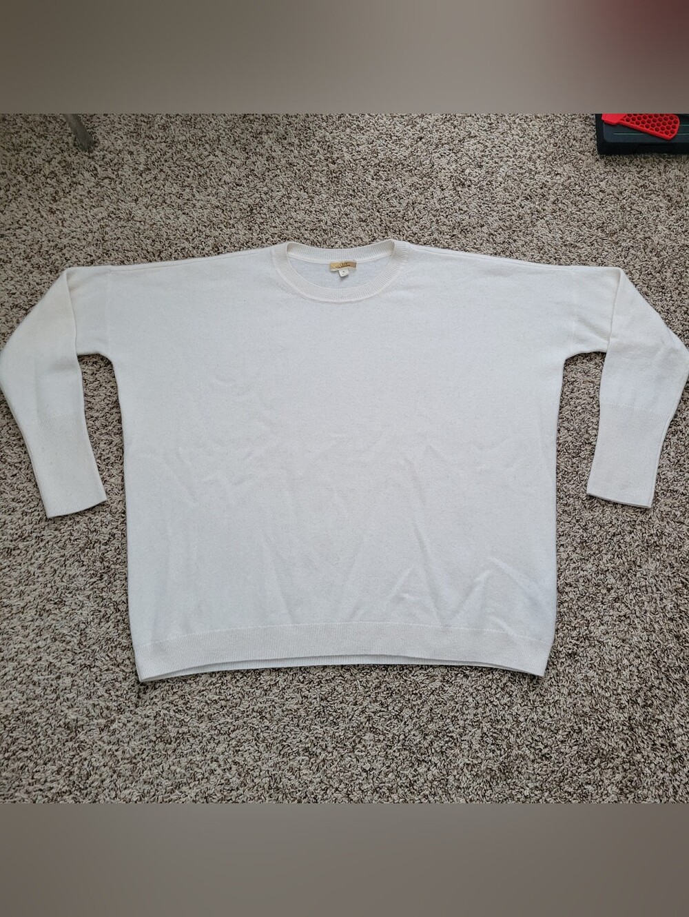 J. Crew 100% Cashmere Crewneck Boyfriend Sweater Ivory Cream Crew Neck Small